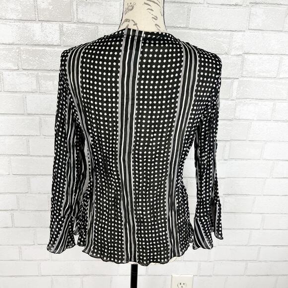 Robbie Bee Stylish Sheer Polka Dot Blouse Size Medium - Picture 3 of 9